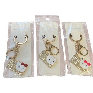 Fashion Jewelry NWT - Women’s/Kids Gold Tone Crystal Hello Kitty Keychain